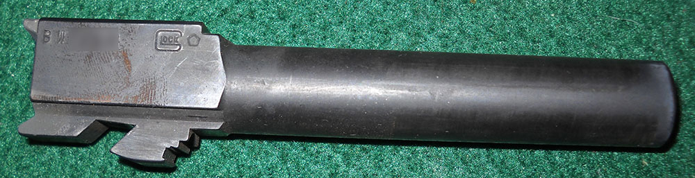 detail, Glock 21 barrel, right side view